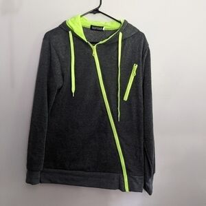 Fanyeah Zip Up Hoodie Offset Zipper Large Asymmetrical Zipper